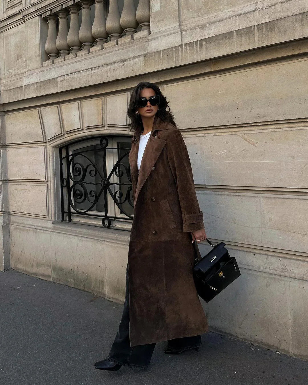 Suede Trench Coat Mocha
