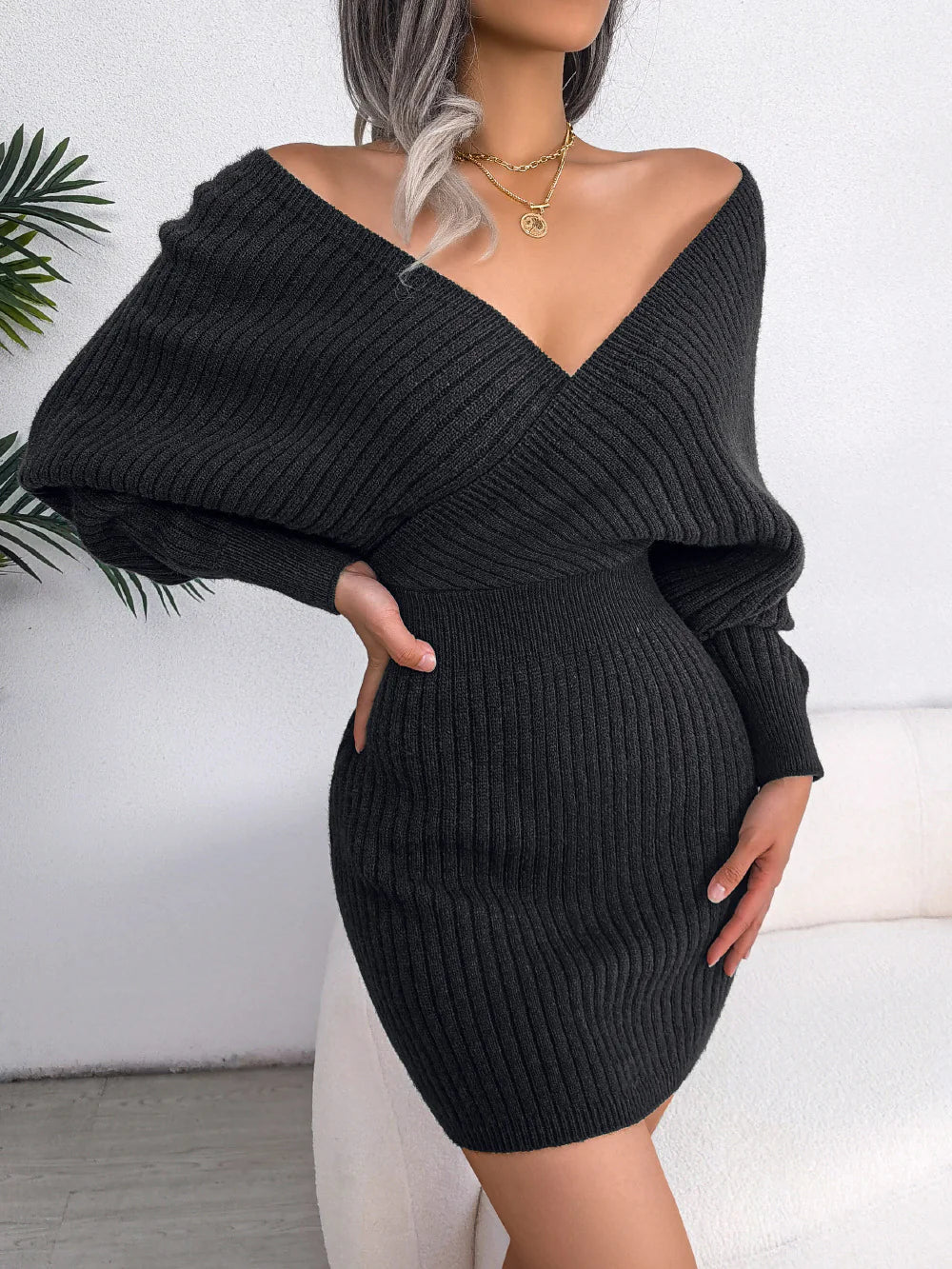 Modern V-Neck Sheath Dress