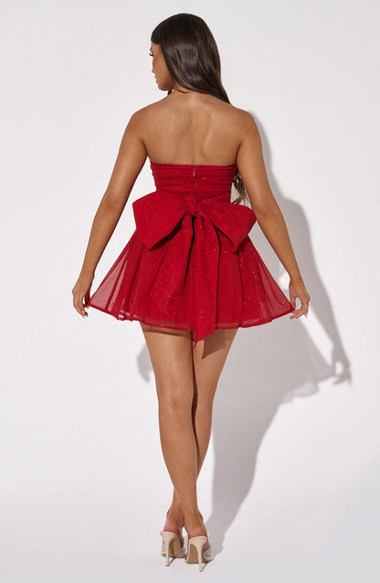 Medeia Mesh Strapless Sparkle Sexy Mini Dress
