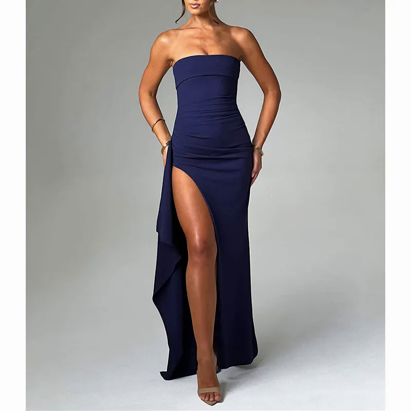 Elegant High-Slit Backless Dress