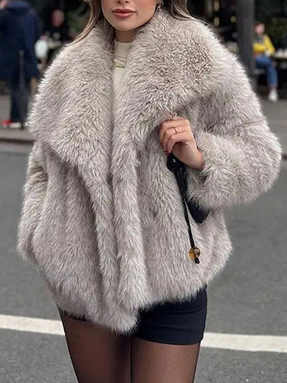 Fashion Lapel Fox Fur Coat