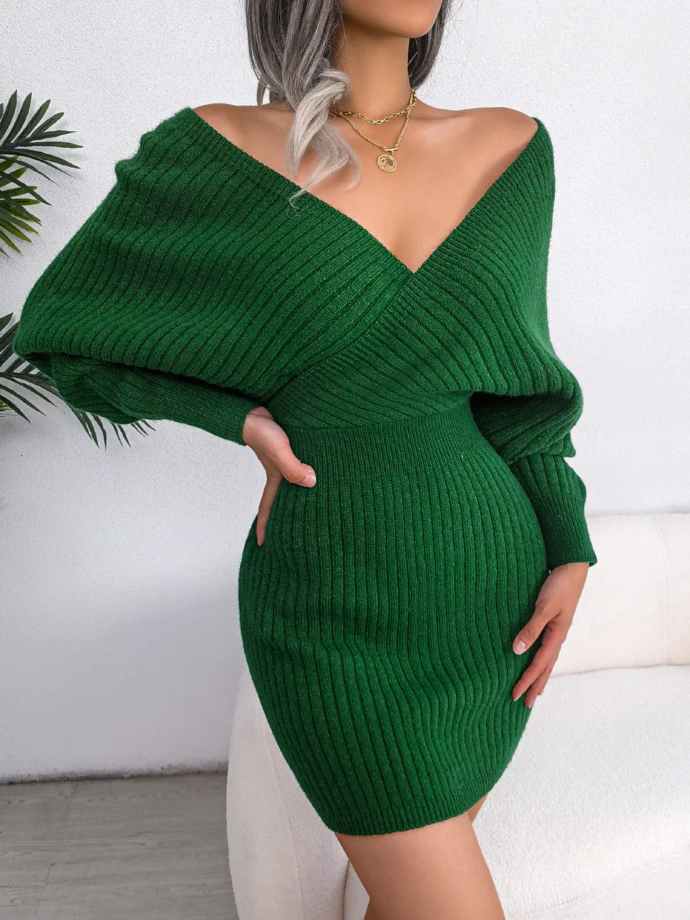 Modern V-Neck Sheath Dress